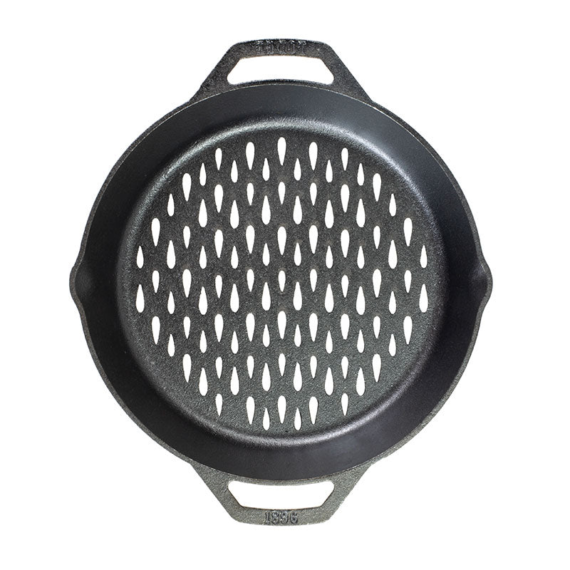 LODGE CAST IRON DUAL HANDLE GRILL BASKET 12"