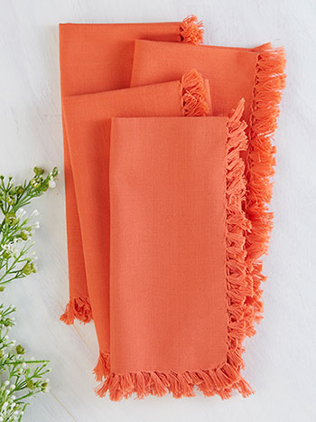 APRIL CORNELL ESSENTIAL NAPKIN SET OF 4 ORANGE