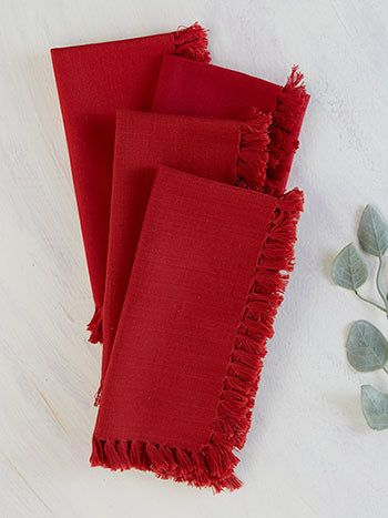 APRIL CORNELL ESSENTIAL NAPKIN SET OF 4 18" RED