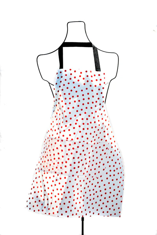 APRON OILCLOTH RED POLKA DOT