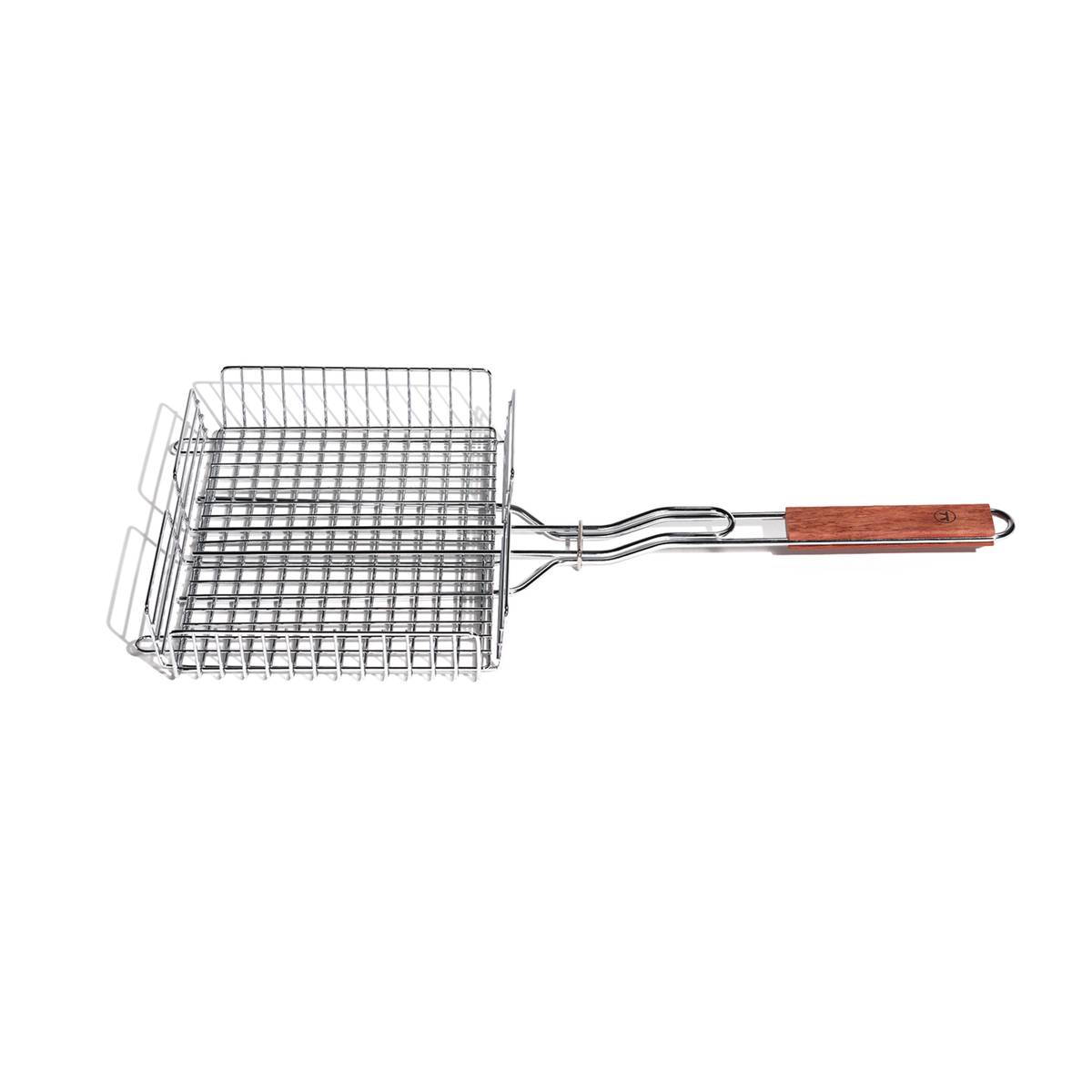 GRILL BASKET W/ROSEWOOD HANDLE