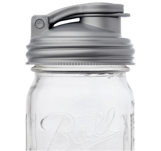 RECAP LID POUR CARRY W/LOOP WIDE MOUTH- SILVER