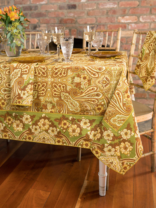 APRIL CORNELL TABLECLOTH KASHMIR PAISLEY AMBER 60X90"