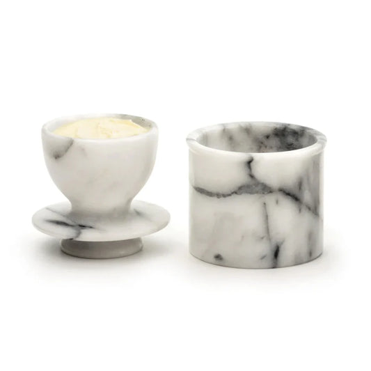 BUTTER POT WHITE MARBLE