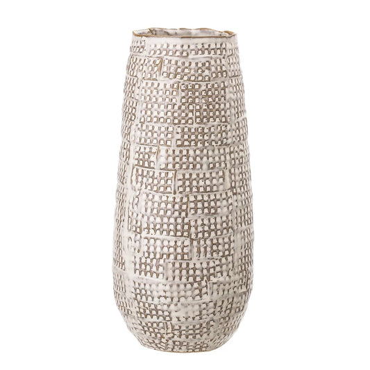 BASKETWEAVE VASE WHT