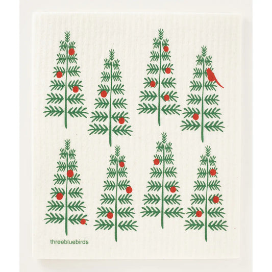 CHRISTMAS TREES SWEDISH DISHCLOTH