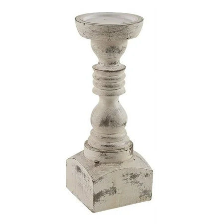 BRIGHTON WOOD CANDLESTICK 12" WHT