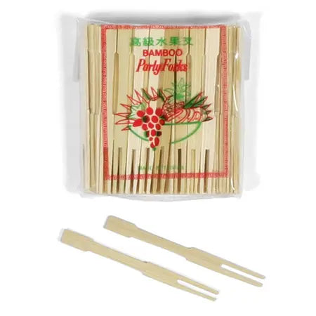 BAMBOO FRUIT FORKS 3.5" 100PC