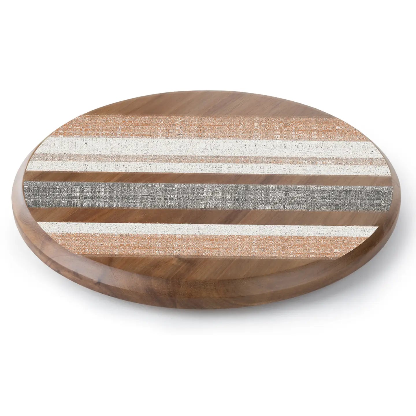 ACACIA WOOD LAZY SUSAN WIDE STRIPES