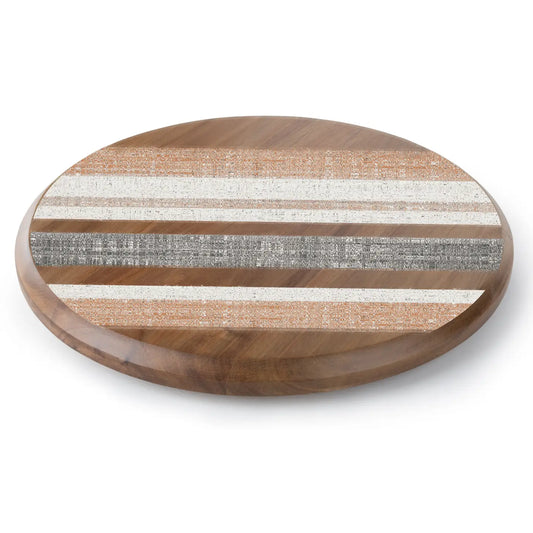 ACACIA WOOD LAZY SUSAN WIDE STRIPES