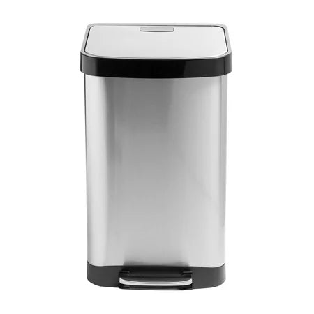 TRASH CAN STEP SQUARE STAINLESS STEEL 50L