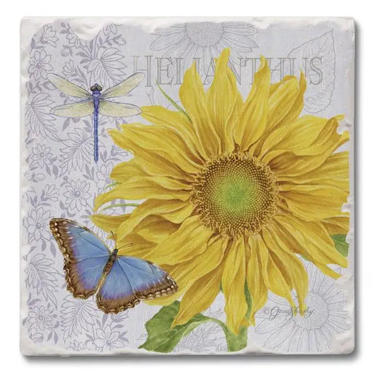 ABSORBENT COASTER TUMBLED TILE SUNFLOWER