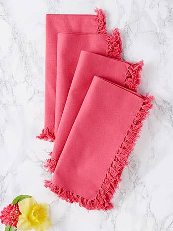 APRIL CORNELL ESSENTIAL  NAPKINS SET OF 4 PINK