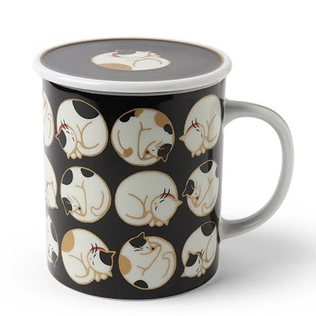 SLEEPY CAT LIDDED MUG 8OZ