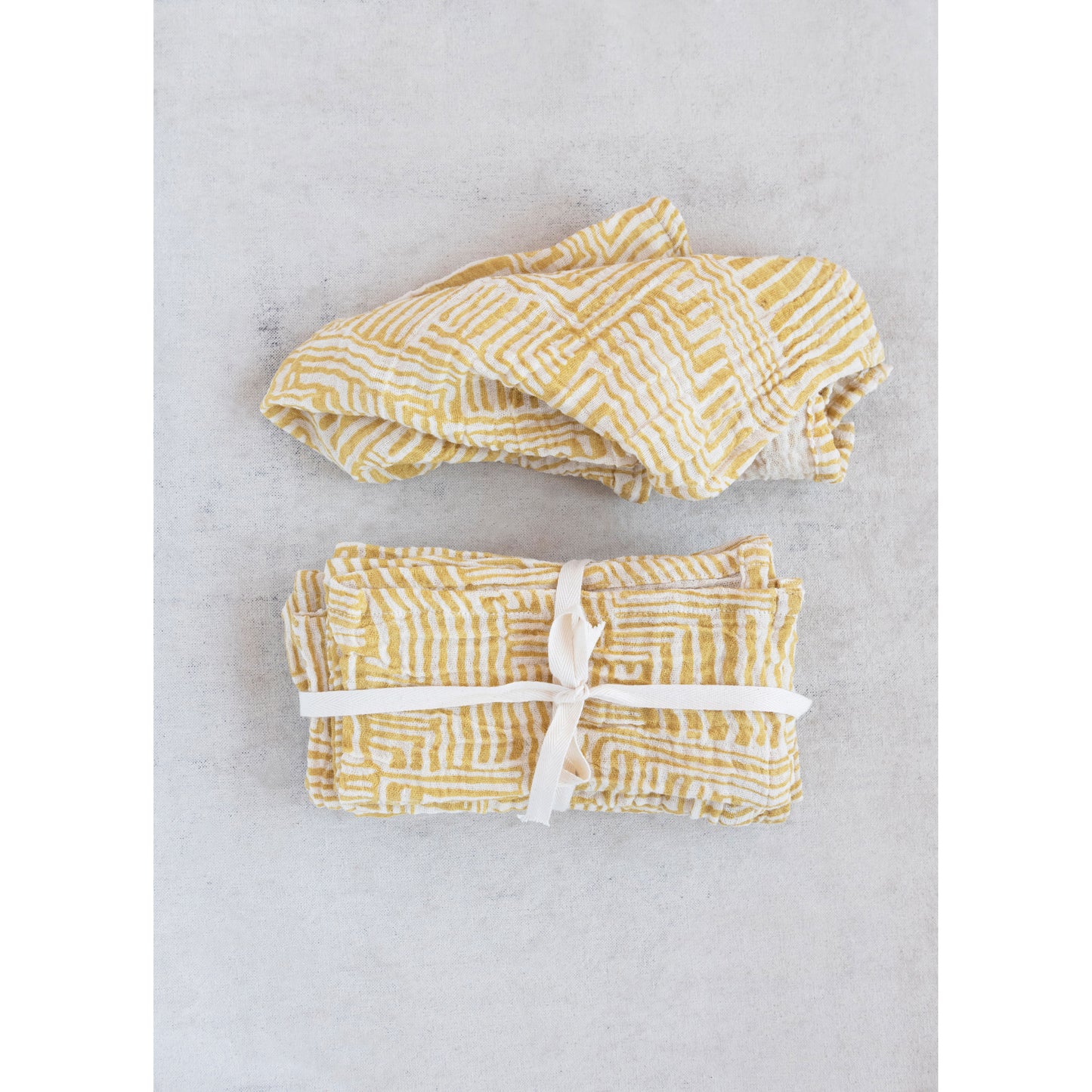 COTTON NAPKINS SET OF 4 SQUARE 18" GLD SWIRL