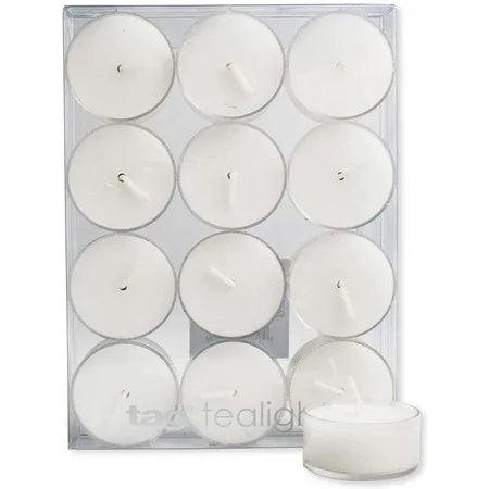 BASIC TEALIGHT CANDLES WHT SET OF 12