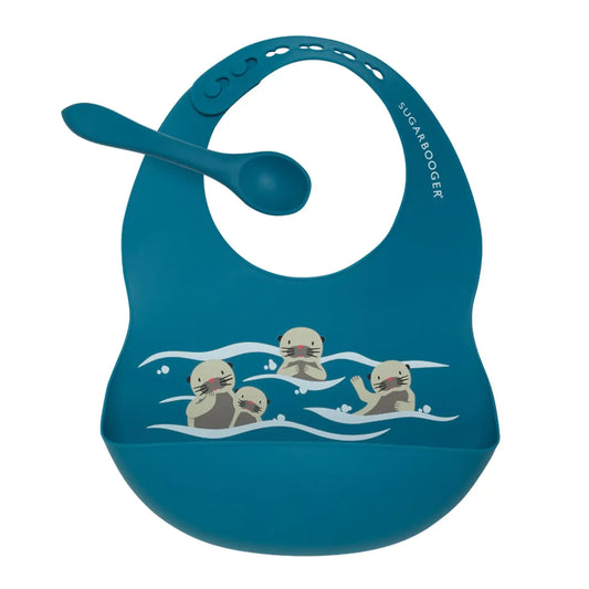 Fresh & Messy Silicone Bib & Spoon Set Baby Otter