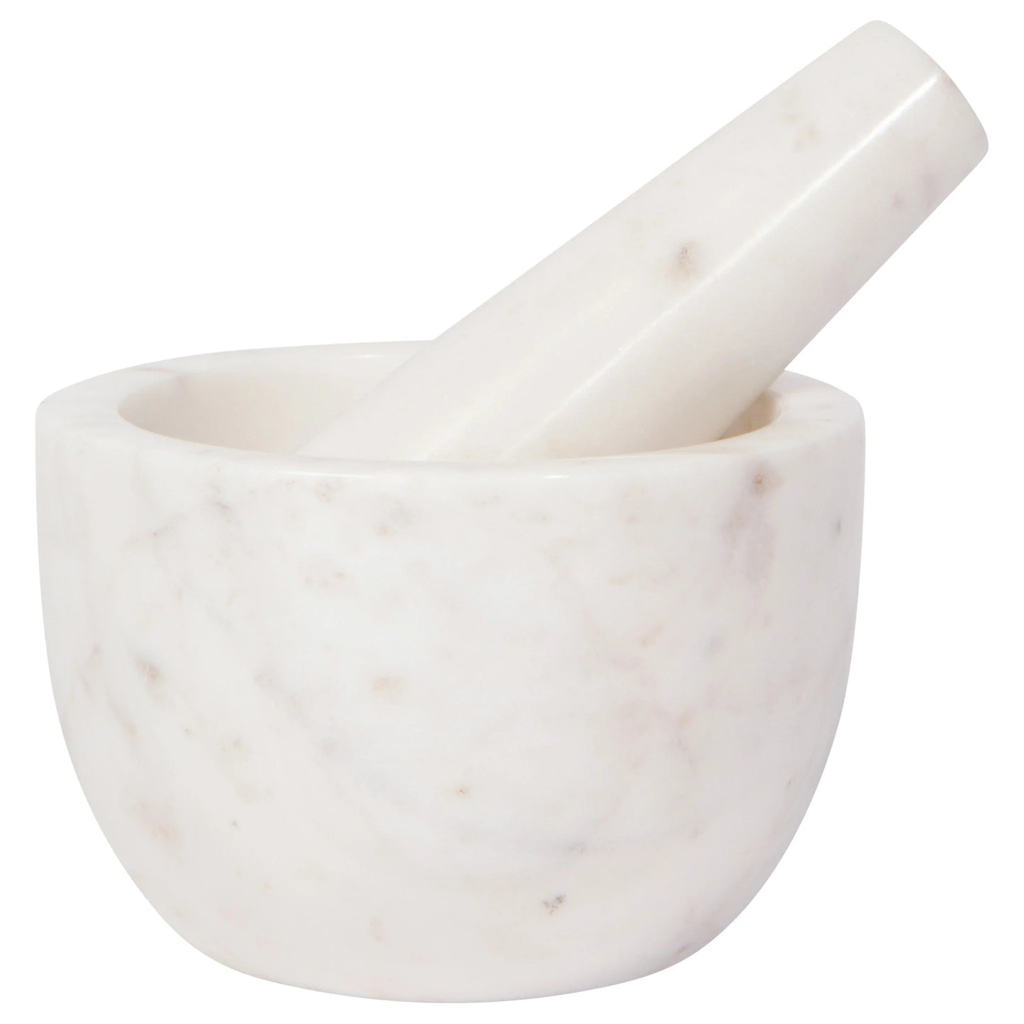 MARBLE MORTAR AND PESTLE WHITE