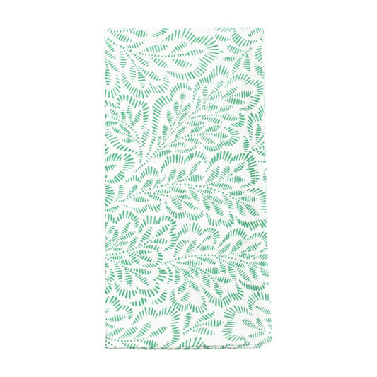 COTTON NAPKIN S/4 GREEN/WHITE LEAVES