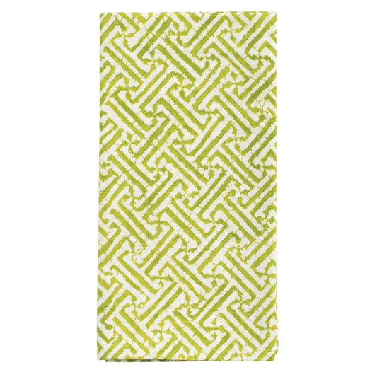 COTTON NAPKIN S/4 FRETWORK GREEN/WHITE