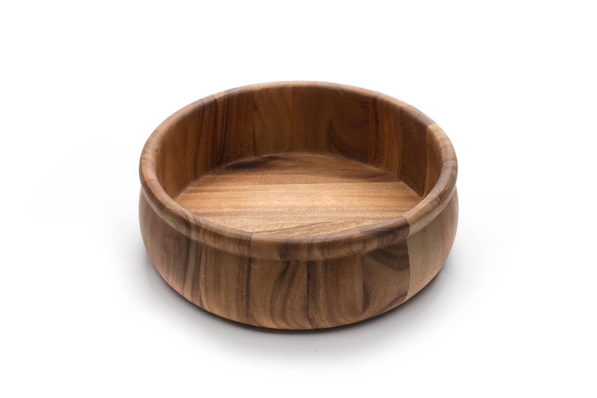 ACACIA WOOD SALAD BOWL LARGE BEAD RIM