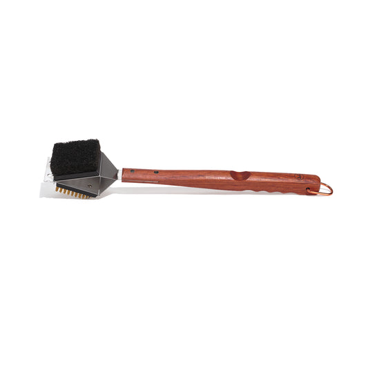 3-IN-1 GRILL BRUSH WITH ROSEWOOD HANDLE