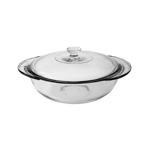 GLASS CASSEROLE AND LID 2 QT ROUND