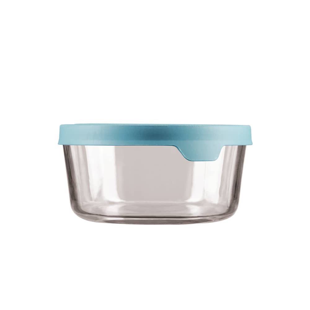 GLASS ROUND TRUESEAL  7 CUP MINERAL BLUE