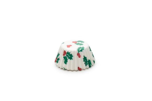 MINI BAKING CUPS C-MAS HOLLY