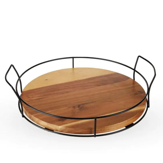 ROUND ACACIA COCKTAIL TRAY