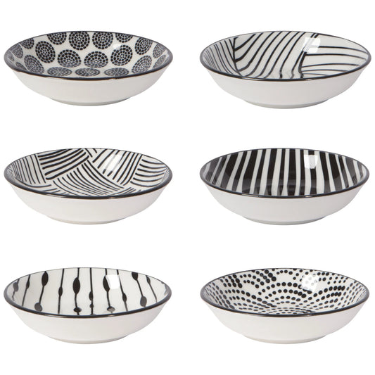 PINCH BOWL BITS & DOTS BLACK SET/6