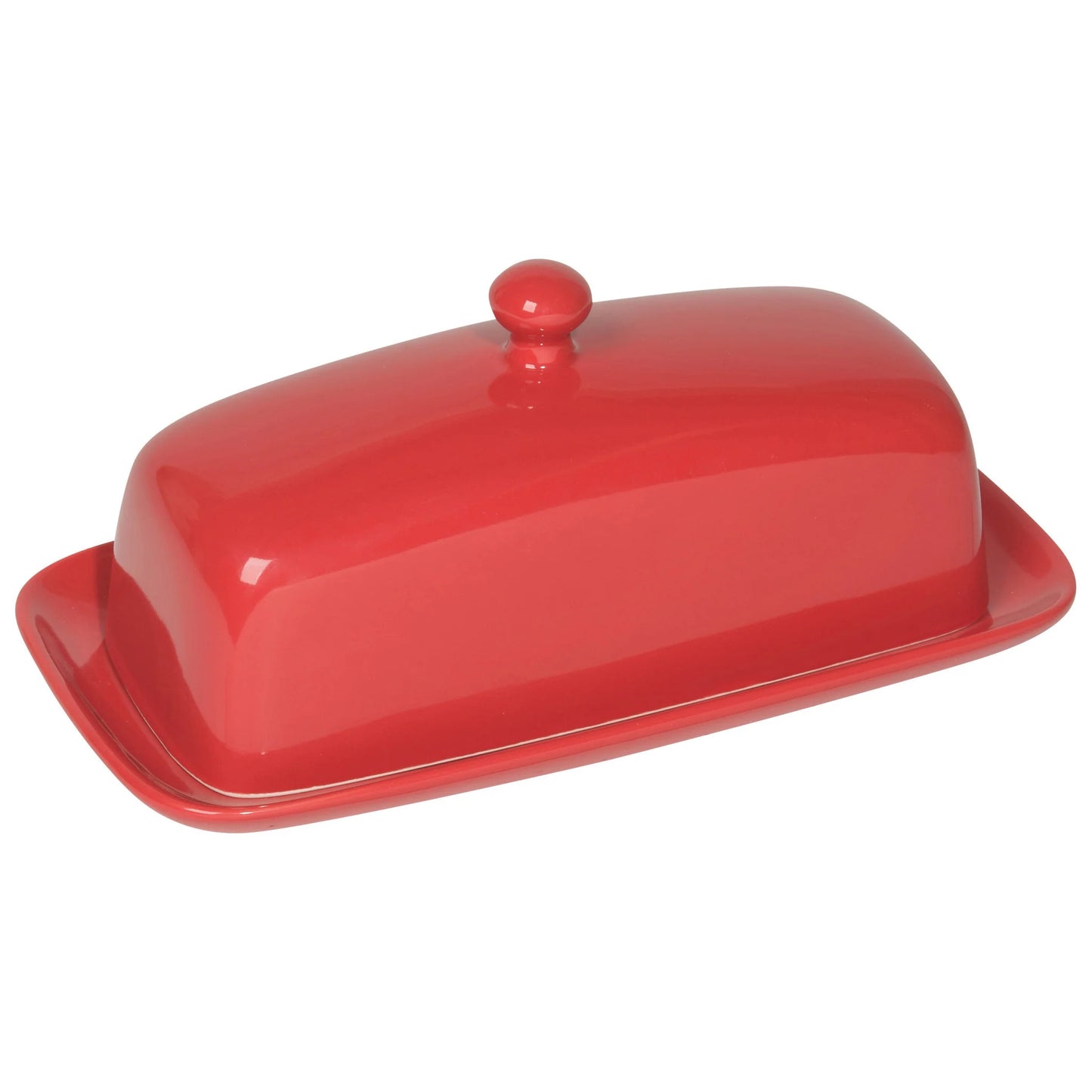 CERAMIC BUTTER DISH RED